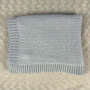 First Impressions Gray Sweater Knit Baby Blanket Chenille Stripes Soft Lovey